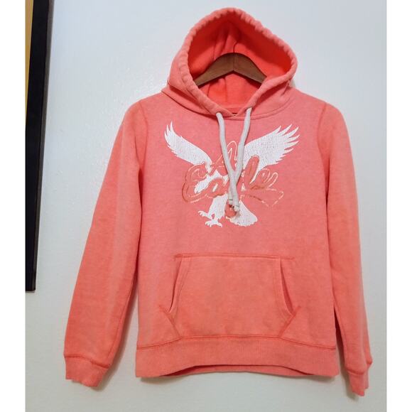 Y2K '14 American Eagle Outfitters Soft Hoodie Women’s Pullover Neon Pink SZ S - Picture 2 of 9